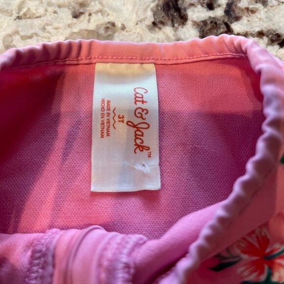 Cat & Jack One Piece Pink Floral Tie side Swim 3T - Picture 4 of 10